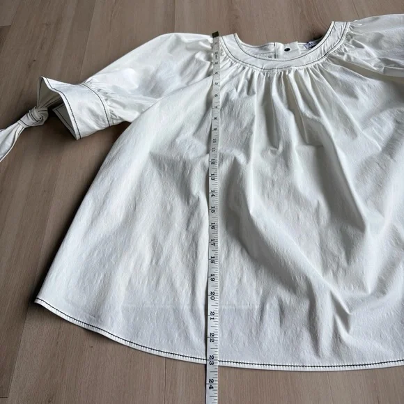 Rejina Pyo Hayley Cream Ivory Off White Puff Sleeve Blouse Tie Sleeve size M - Picture 9 of 10